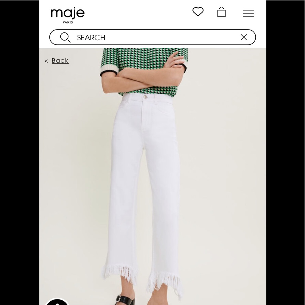 maje distressed hem jeans in white